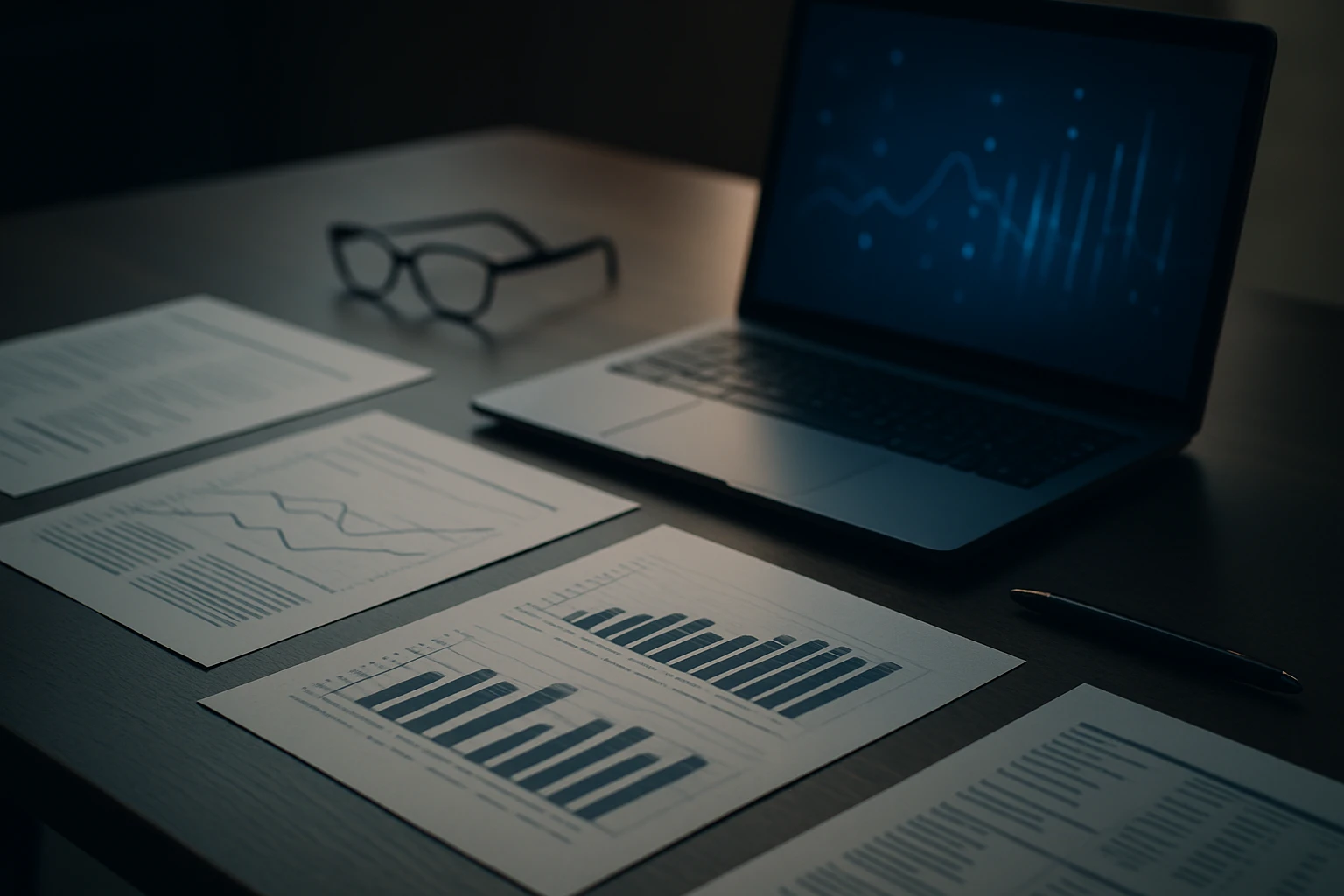 Editorial illustration of generative AI applied to market research and data analysis