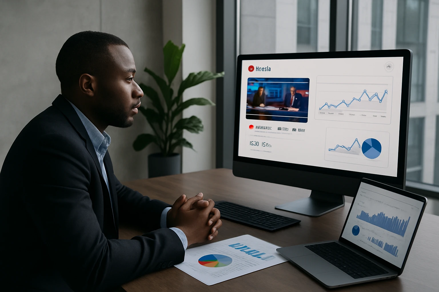A television channel dashboard showing YouTube views, watch time, and engagement metrics